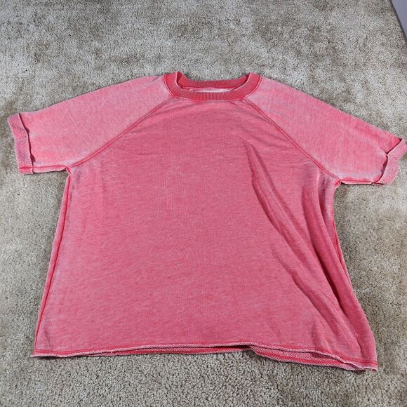 American Eagle Outfitters Tops - American Eagle Women's Short Sleeve Sweatshirt Medium Red Distressed #180